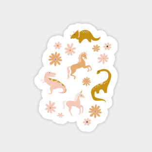 Dinosaur + Unicorns on Emerald Sticker